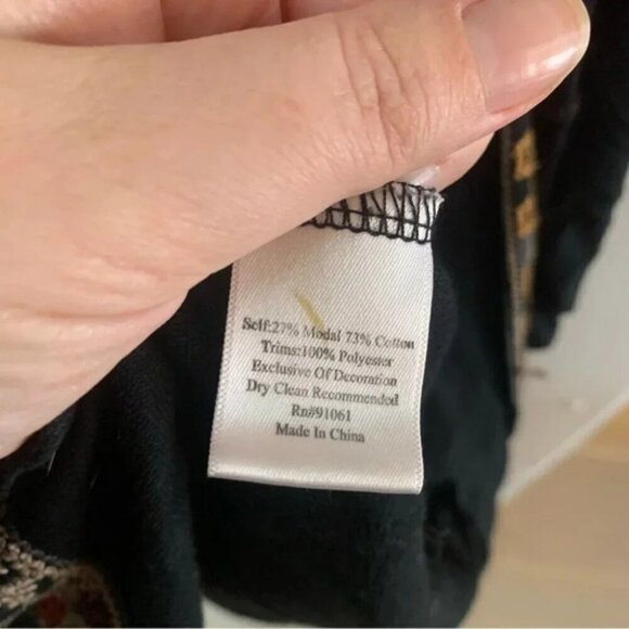 Biya Johnny Was Embroidered Hooded Open Front Cardigan Black Boho S - Picture 4 of 12